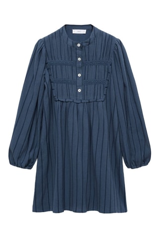 Robe coton manches bouffantes - Bleu