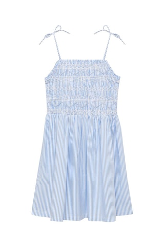 Robe froncée rayures - Bleu