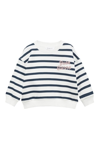 Sweat-shirt à rayures et message - Blanc