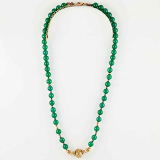 Collar - Acero inoxidable bañado y malaquita verde