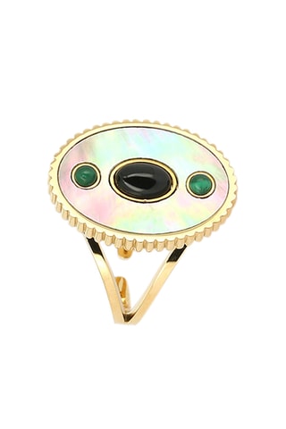 Bague Maya - Nacre, onyx et malachite