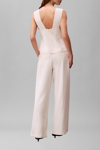 Pantalon straight taille haute - Blanc cassé