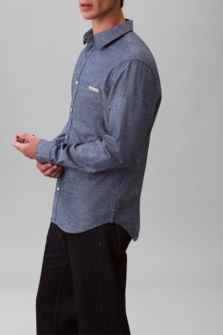Chemise regular - Bleu chiné