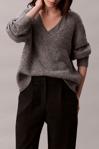 Pull en laine et alpaga - Marron chiné