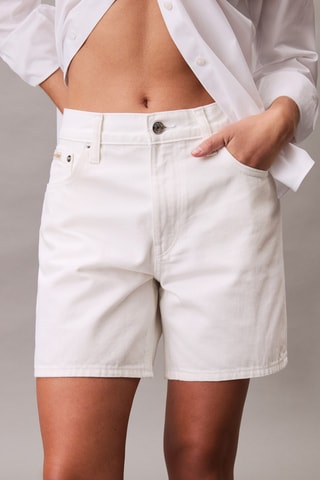 Short taille haute relaxed en jean - Blanc