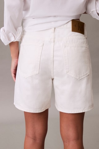 Short taille haute relaxed en jean - Blanc