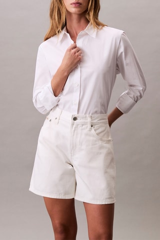 Short taille haute relaxed en jean - Blanc