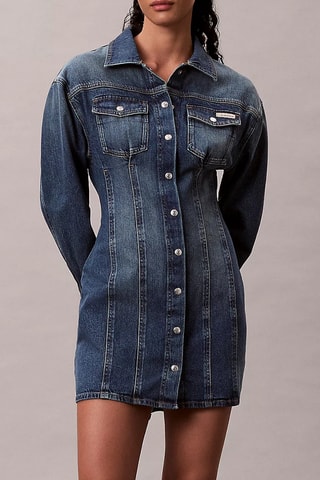 Robe chemise en jean - Bleu foncé