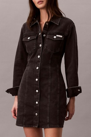 Robe chemise en jean - Noir
