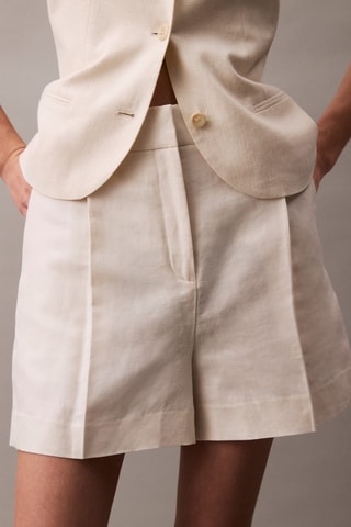 Short en lin - Blanc cassé