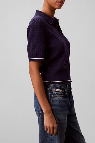 Polo cropped - Bleu nuit