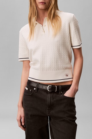 Polo cropped - Blanc cassé