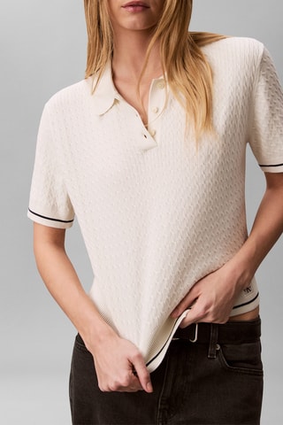 Polo cropped - Blanc cassé