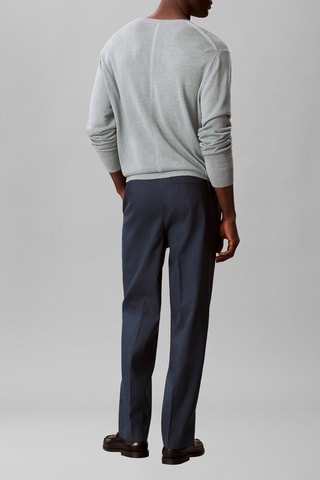 Pantalon tapered en lin - Bleu marine