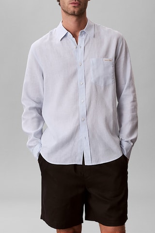 Chemise regular en lin - Bleu clair