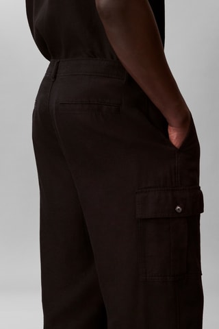 Pantalon relaxed cargo en lin - Noir