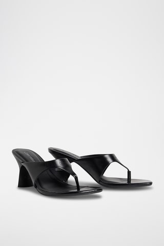 Sandales à talons en cuir - Noir
