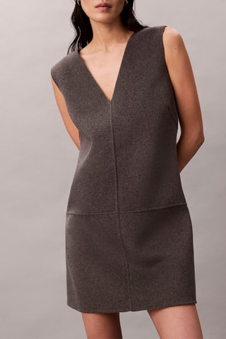 Robe droite en laine - Gris foncé