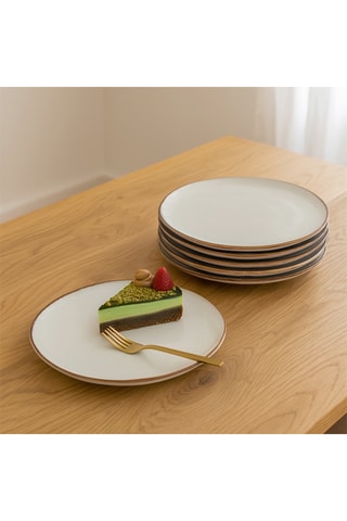 6 Aardewerk Dessertborden Nori Nacré - 20 cm