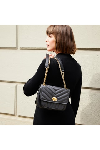 Bolso de piel Nana  - Negro y dorado