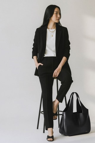 Bolso shopper de piel bovina Soazig - Negro