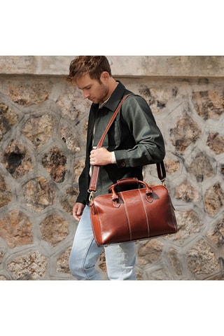 Bolsa de viaje de piel bovina Némo - 40 cm - Camel