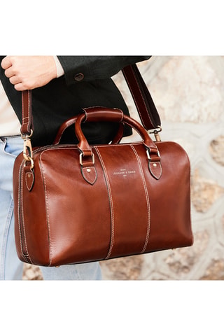 Bolsa de viaje de piel bovina Némo - 40 cm - Camel