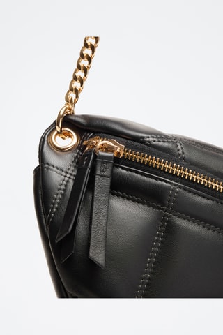 Sac bandoulière en cuir de mouton Mado - Noir