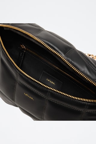 Sac bandoulière en cuir de mouton Mado - Noir