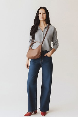 Bolso de piel Ingrid - Topo