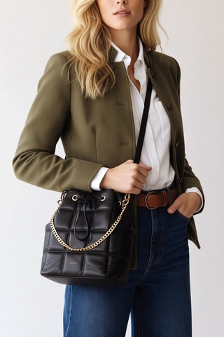 Sac seau en cuir de mouton Ninon - Noir