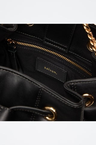 Sac seau en cuir de mouton Ninon - Noir