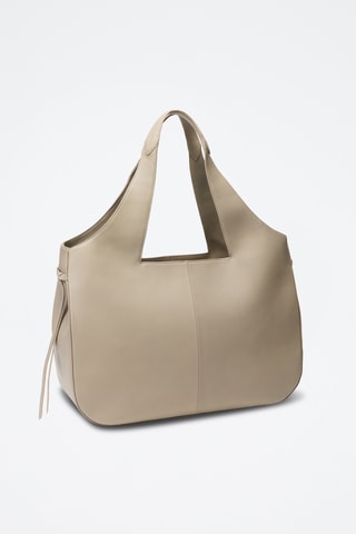 Bolso shopper de piel bovina Soazig - Beige