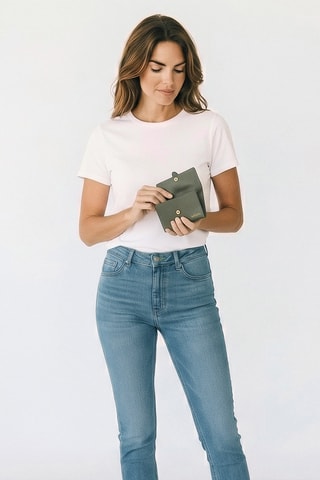 Monedero de piel caprina Olga - Verde