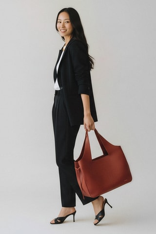 Bolso shopper de piel bovina Soazig - Naranja