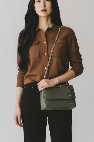 Bolso de piel caprina Paloma - Verde