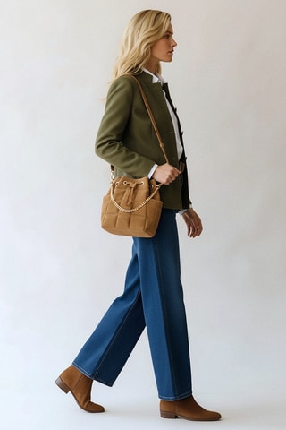 Bolso saco de nobuk Ninon - Camel
