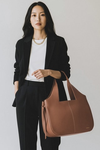 Bolso shopper de piel Soazig - Topo