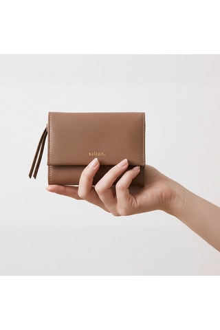Cartera de piel Emilie - Topo