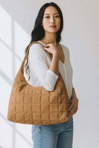 Bolso de nobuk Zazie - Camel
