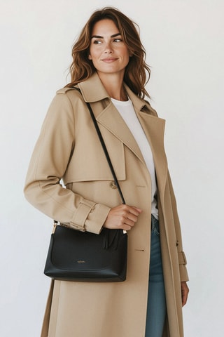 Sac bandoulière en cuir de veau Denise - Noir