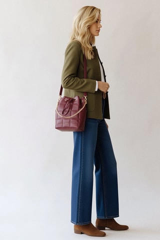 Bolso saco de piel ovina Ninon - Burdeos