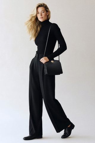 Sac bandoulière en cuir de veau Suzon - Noir