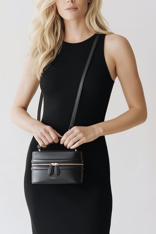 Bolso de piel bovina Maëlle - Negro