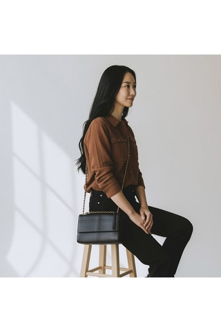 Bolso de piel caprina Paloma - Negro