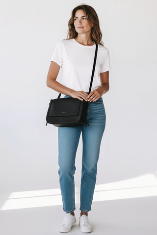 Sac bandoulière en cuir de veau Ilona - Noir