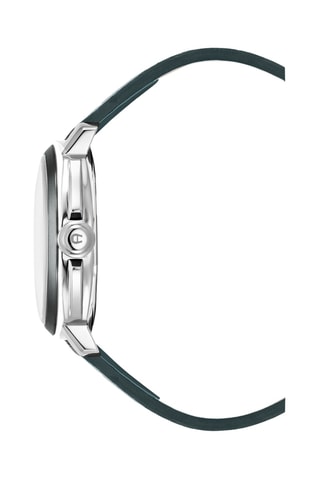 Leren Quartz Horloge - Groen en Zilverkleurig