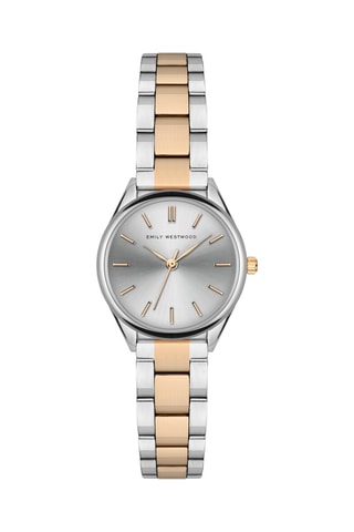 Reloj de cuarzo de acero inoxidable - Plateado y rosa dorado - Emily Westwood
