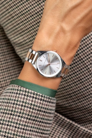 Reloj de cuarzo de acero inoxidable - Plateado y rosa dorado - Emily Westwood