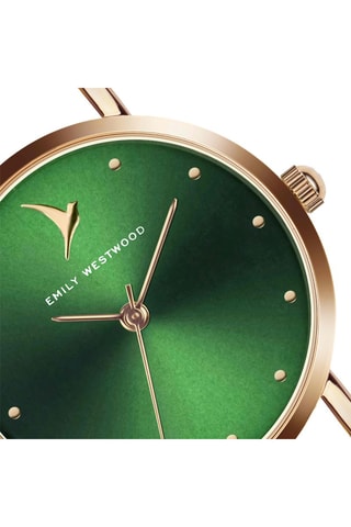 Stalen Quartz Horloge - Roségoudkleurig en Groen - Emily Westwood 